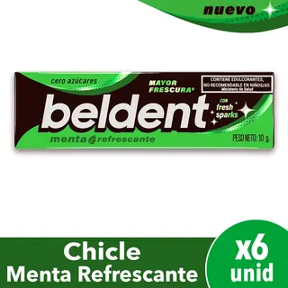 Chicles Beldent Menta Refrescante 6 Unidades