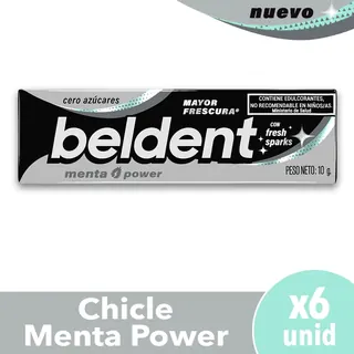Chicles Beldent Menta Power 6 unidades