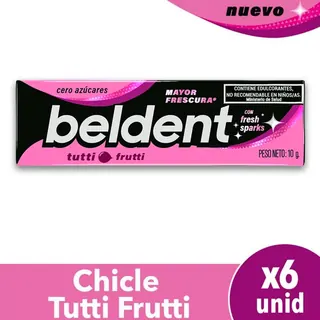 Chicles Beldent Tutti Frutti 6 unidades