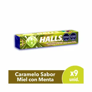 Caramelos Halls Miel y Menta 9 Unidades