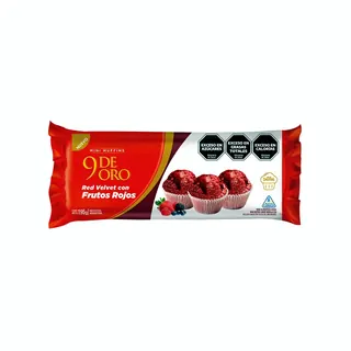 Mini Muffins 9 de Oro Red Velvet con Frutos Rojos 195 g
