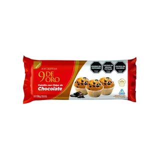 Mini Muffins 9 de Oro Vainilla con Chips de Chocolate 150 g