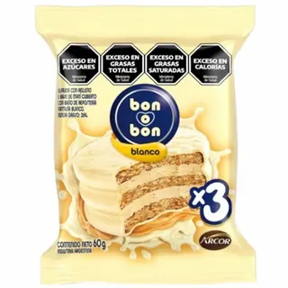 Alfajor Bon o Bon Triple Blanco 60 g