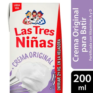 Crema de Leche Las Tres Niñas UAT para Batir 200 cc