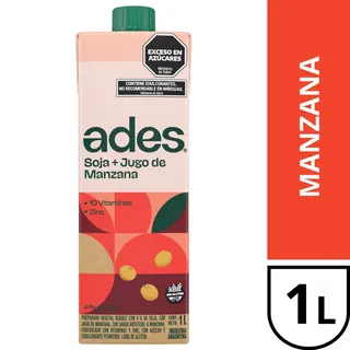 Bebida a Base de Soja Ades con Jugo de Manzana 1 L
