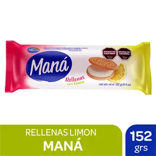Galletitas Maná Vainilla Rellenas de Limón 152 g