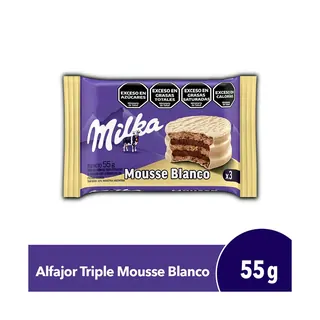 Alfajor Milka Triple Mousse Blanco 55 g