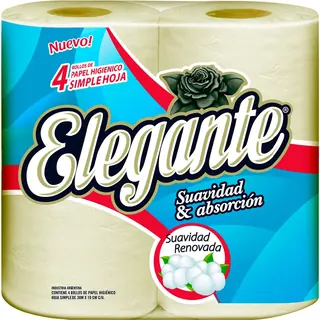 Papel Higiénico Elegante Hoja Simple 4 x 30 m