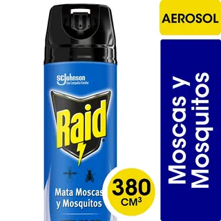 Insecticida Raid Mata Moscas y Mosquitos Sin Olor Aerosol 380 ml