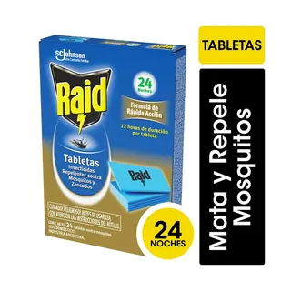 Tabletas Insecticidas Raid Moscas y Mosquitos 24 Unidades